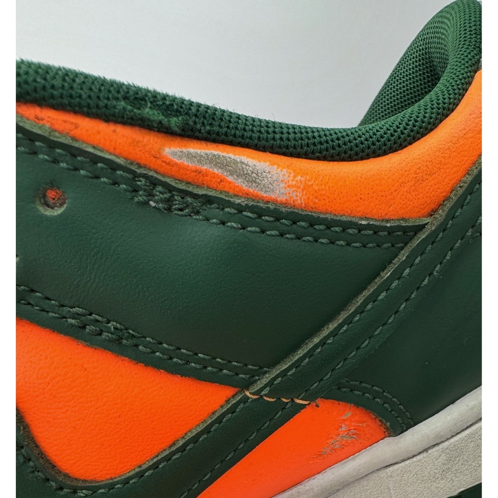 Nike Dunk Low Retro Miami Hurricanes Gorge Green/White/Orange Sz 8 DD1391-300 - Picture 7 of 10